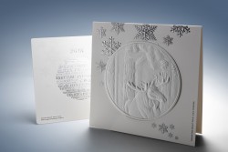 <p>Caption: The highlight of the Iggesund Christmas card is a deep, blind embossing of a moose.</p> (photo: Rolf Lavergren)