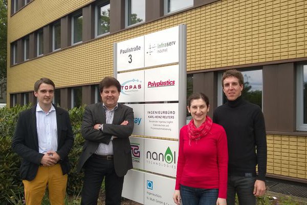 The company has sales offices in Finland, Germany (above) and Russia. Patrik Strand, Eduard Albrecht, Inna Kravchenko, and Alexander Hild.© Ab Nanol Technologies Oy