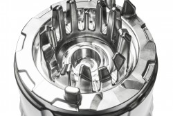 <p>Figure 4 shows a fully machined mould insert with 5 axes with closely arranged and deep cavities</p> 