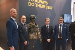 <p>From left to right: Markus Holz, VP, Head of Defence and Space (EMEA) Mobile Networks, Jerry Kettunen , CEO Savox Communications, Giuseppe Targia, Head of Space and Defence, Nokia ja Janne Pöllänen, SVP Head of Business Development, Savox Communications</p> (photo: )