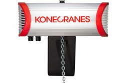 Award-winning: The SLX electric chain hoist with striking aluminum housing won the red dot award for design and value. It is exceptionally robust and has a maintenance and service hatch.© Konecranes (photo: Industrial News Service)