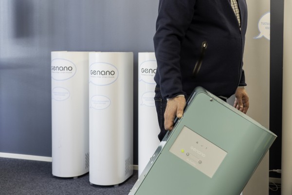 <p><em>The mobile virus killer. Genano 350 indoor air decontaminator is truly mobile, since it weighs only 17 kilos and has a small footprint. To start using it, you just plug it in to a power outlet and turn it on, says Niklas Skogster, CEO of Genano.</em></p>