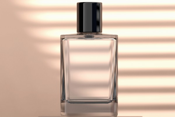 <p>Glass perfume bottle with cap made of Sulapac Luxe</p>